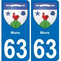 63 Mons wappen aufkleber typenschild aufkleber stadt