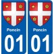 01 Poncin ville autocollant plaque sticker