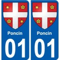 01 Poncin ville autocollant plaque sticker