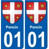 01 Poncin ville autocollant plaque sticker