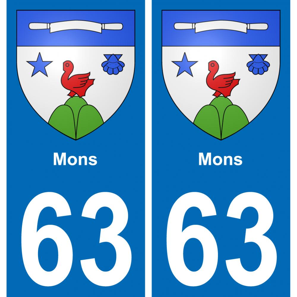 63 Mons blason autocollant plaque stickers ville
