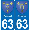 63 Montaigut blason autocollant plaque stickers ville