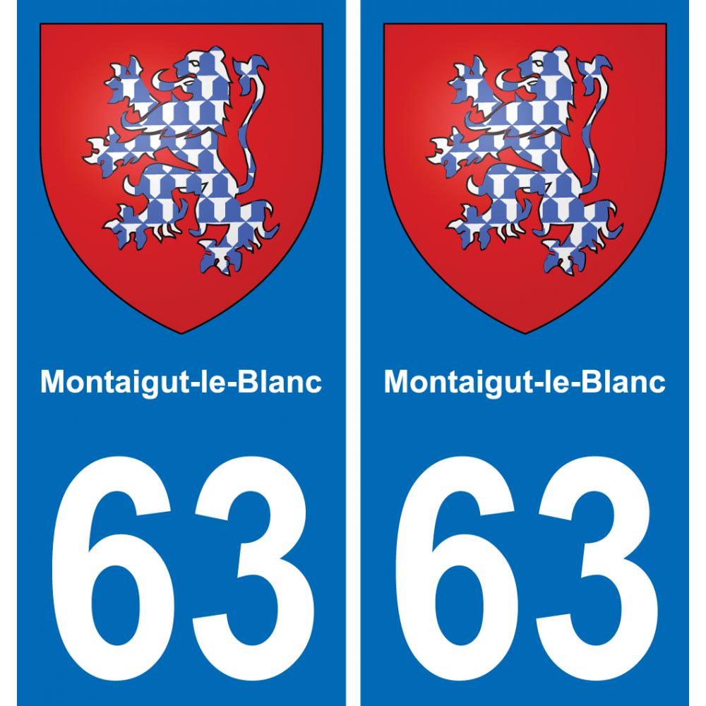 63 Montaigut-le-Blanc escudo de armas de la etiqueta engomada de la placa de pegatinas de la ciudad