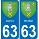 63 Montcel blason autocollant plaque stickers ville