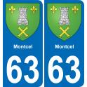63 Montcel escudo de armas de la etiqueta engomada de la placa de pegatinas de la ciudad