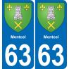 63 Montcel escudo de armas de la etiqueta engomada de la placa de pegatinas de la ciudad