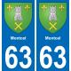 63 Montcel blason autocollant plaque stickers ville