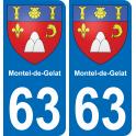 63 Montel-de-Gelat escudo de armas de la etiqueta engomada de la placa de pegatinas de la ciudad