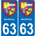 63 Montfermy escudo de armas de la etiqueta engomada de la placa de pegatinas de la ciudad