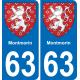 63 Montmorin escudo de armas de la etiqueta engomada de la placa de pegatinas de la ciudad