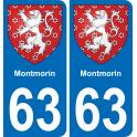 63 Montmorin escudo de armas de la etiqueta engomada de la placa de pegatinas de la ciudad