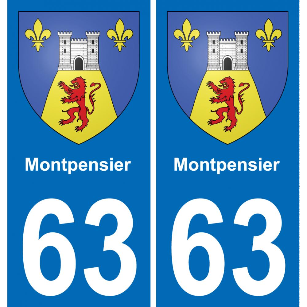 63 Montpensier escudo de armas de la etiqueta engomada de la placa de pegatinas de la ciudad