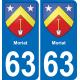 63 Moriat blason autocollant plaque stickers ville