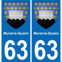 63 Murat-le-Quaire escudo de armas de la etiqueta engomada de la placa de pegatinas de la ciudad