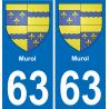 63 Murol escudo de armas de la etiqueta engomada de la placa de pegatinas de la ciudad