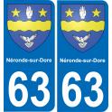 63 Néronde-sur-Dore escudo de armas de la etiqueta engomada de la placa de pegatinas de la ciudad
