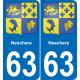 63 Neschers blason autocollant plaque stickers ville