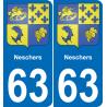 63 Neschers blason autocollant plaque stickers ville