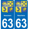 63 Neschers coat of arms sticker plate stickers city