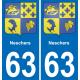 63 Neschers blason autocollant plaque stickers ville