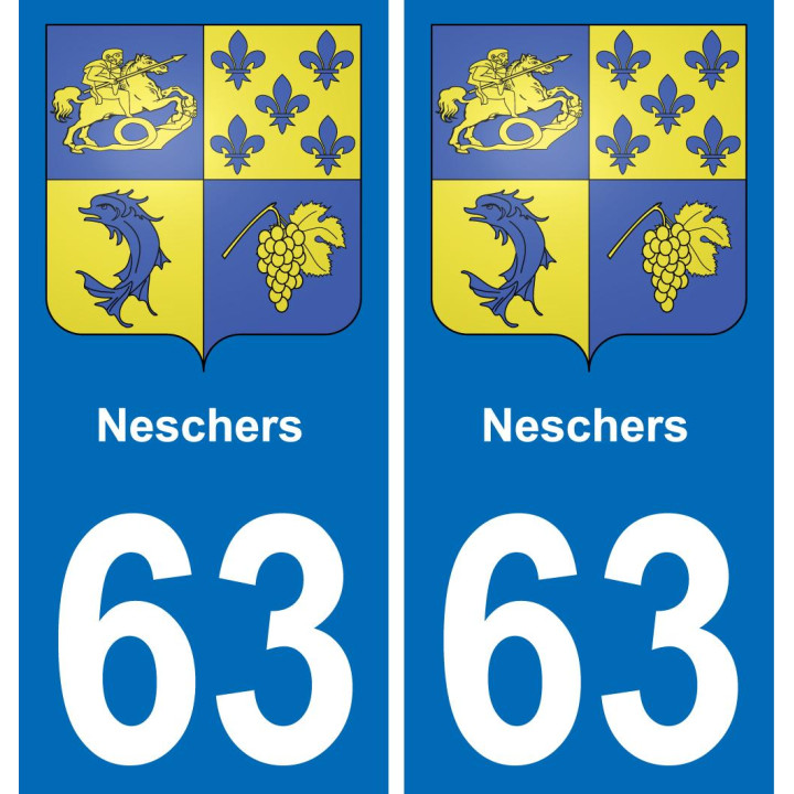 63 Neschers escudo de armas de la etiqueta engomada de la placa de pegatinas de la ciudad