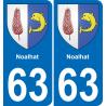 63 Noalhat escudo de armas de la etiqueta engomada de la placa de pegatinas de la ciudad
