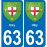 63 Olby blason autocollant plaque stickers ville