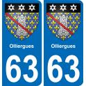 63 Olliergues wappen aufkleber typenschild aufkleber stadt