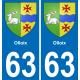 63 Olloix blason autocollant plaque stickers ville
