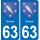 63 Orcival blason autocollant plaque stickers ville