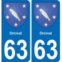 63 Orcival blason autocollant plaque stickers ville