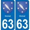 63 Orcival stemma adesivo piastra adesivi città