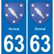 63 Orcival blason autocollant plaque stickers ville