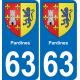 63 Pardines blason autocollant plaque stickers ville