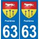 63 Paslières blason autocollant plaque stickers ville