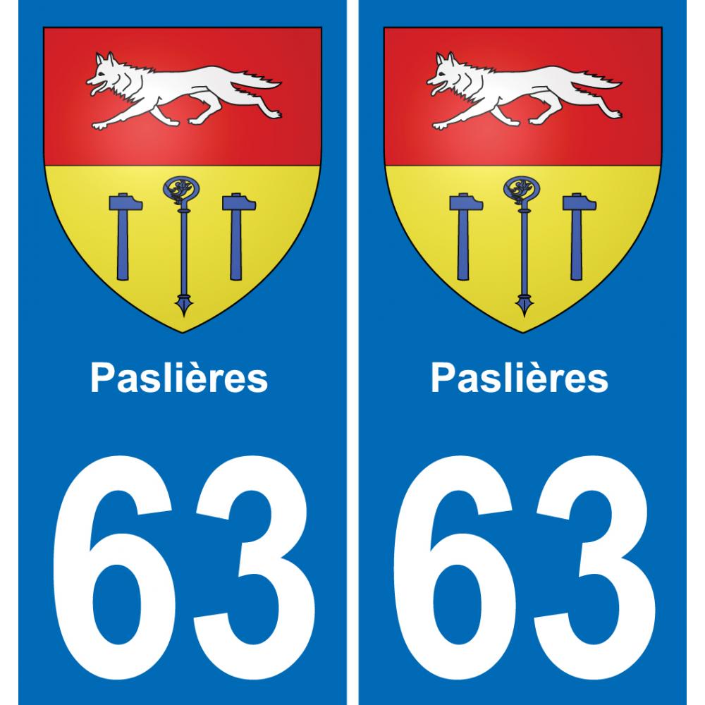 63 Paslières blason autocollant plaque stickers ville
