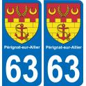 63 Pérignat-sur-Allier wappen aufkleber typenschild aufkleber stadt