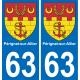 63 Pérignat-sur-Allier escudo de armas de la etiqueta engomada de la placa de pegatinas de la ciudad