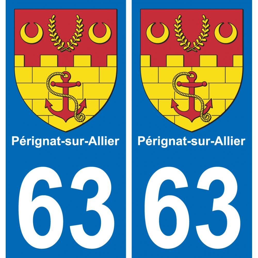 63 Pérignat-sur-Allier escudo de armas de la etiqueta engomada de la placa de pegatinas de la ciudad