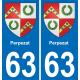63 Perpezat blason autocollant plaque stickers ville