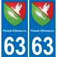 63 Pessat-Villeneuve escudo de armas de la etiqueta engomada de la placa de pegatinas de la ciudad