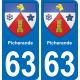 63 Picherande blason autocollant plaque stickers ville