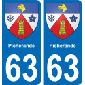 63 Picherande escudo de armas de la etiqueta engomada de la placa de pegatinas de la ciudad