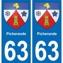 63 Picherande escudo de armas de la etiqueta engomada de la placa de pegatinas de la ciudad