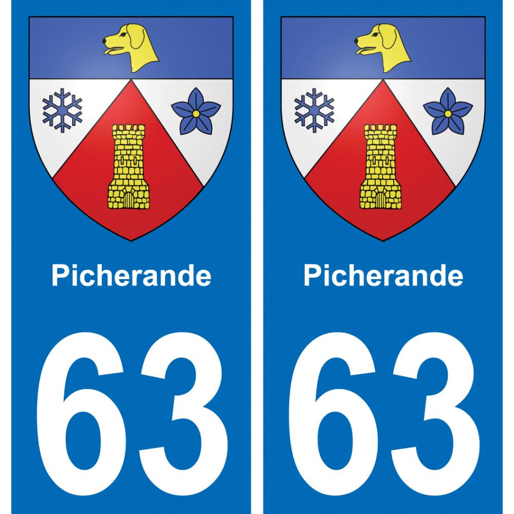 63 Picherande blason autocollant plaque stickers ville