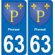 63 Pionsat blason autocollant plaque stickers ville