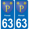 63 Pionsat coat of arms sticker plate stickers city
