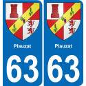 63 Plauzat blason autocollant plaque stickers ville
