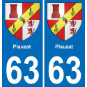 63 Plauzat blason autocollant plaque stickers ville