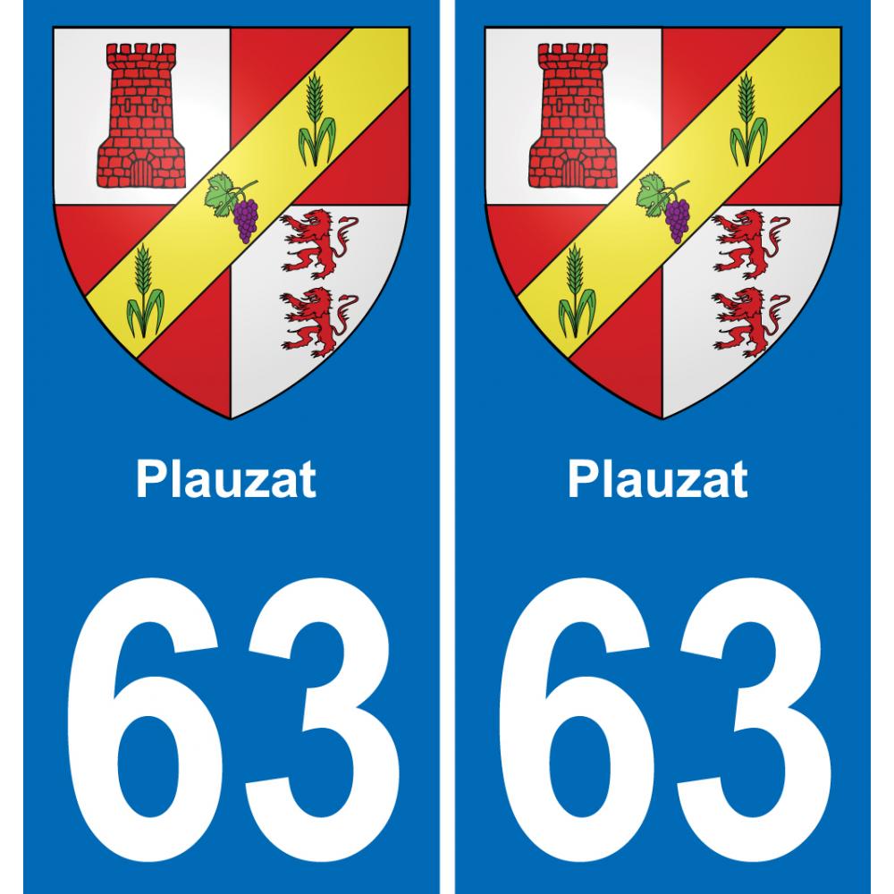 63 Plauzat coat of arms sticker plate stickers city